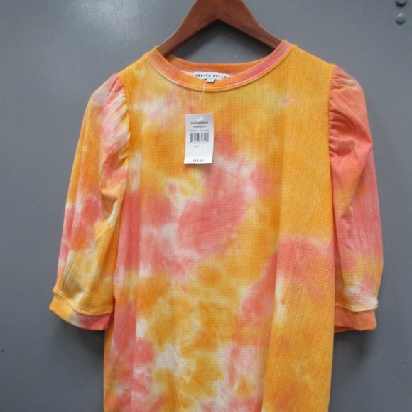 BNWT Yakira Bella Women's Dress Size L Crew Neck 3/4 Sleeve Orange/Pink Dress - Picture 5 of 11